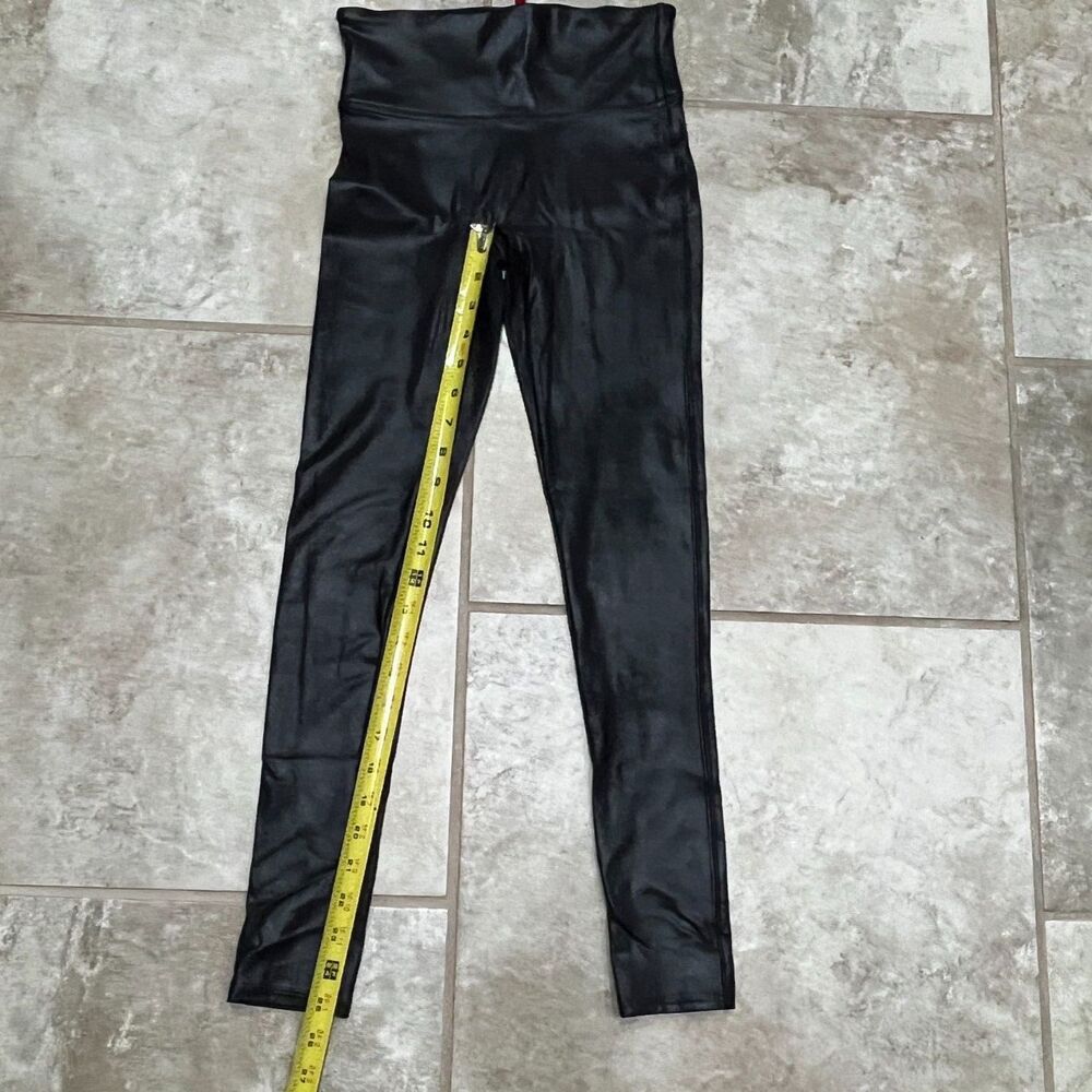 Spanx Faux Leather Leggings Size S Black High Rise Shaping Moto Coated Skinny - Picture 8 of 12
